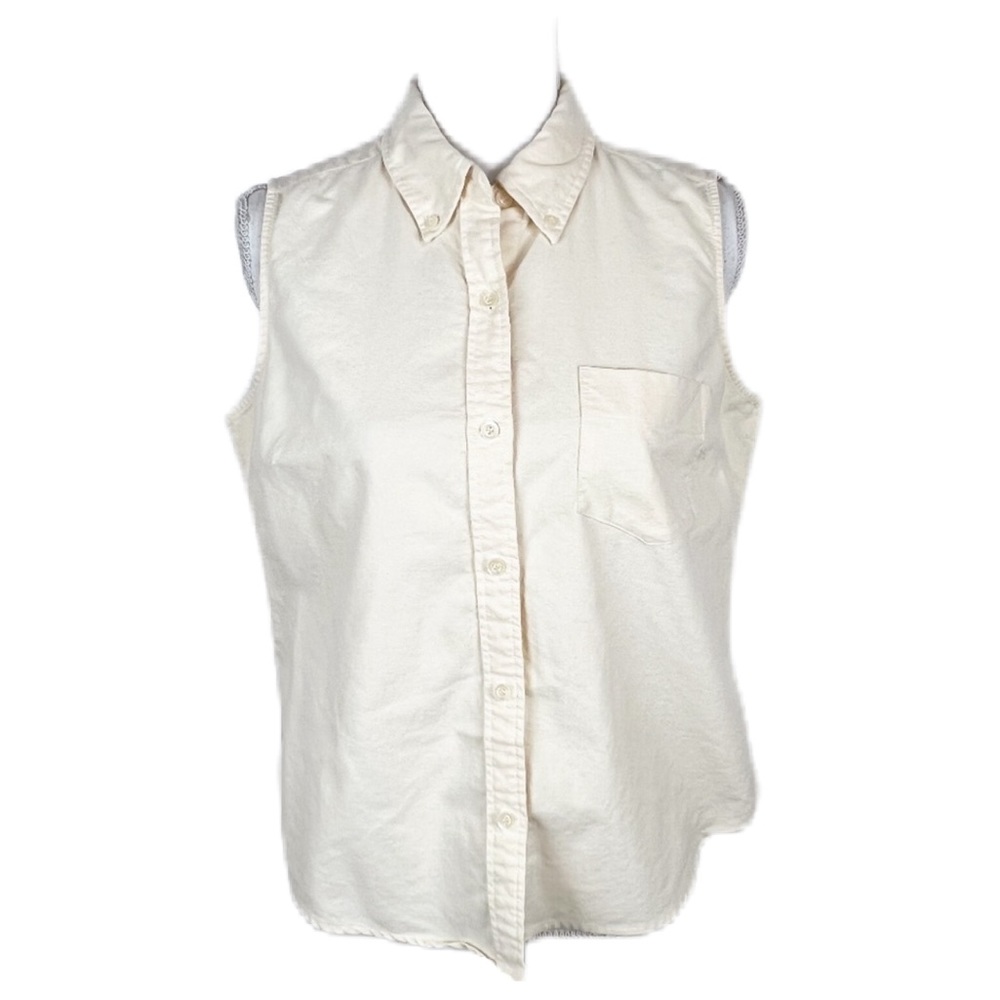 G.H. Bass & Co Yellow Sleeveless Button Up Collared Shirt Cotton Women's 12